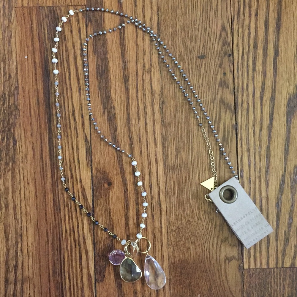 Anthropologie long beaded crystal necklace